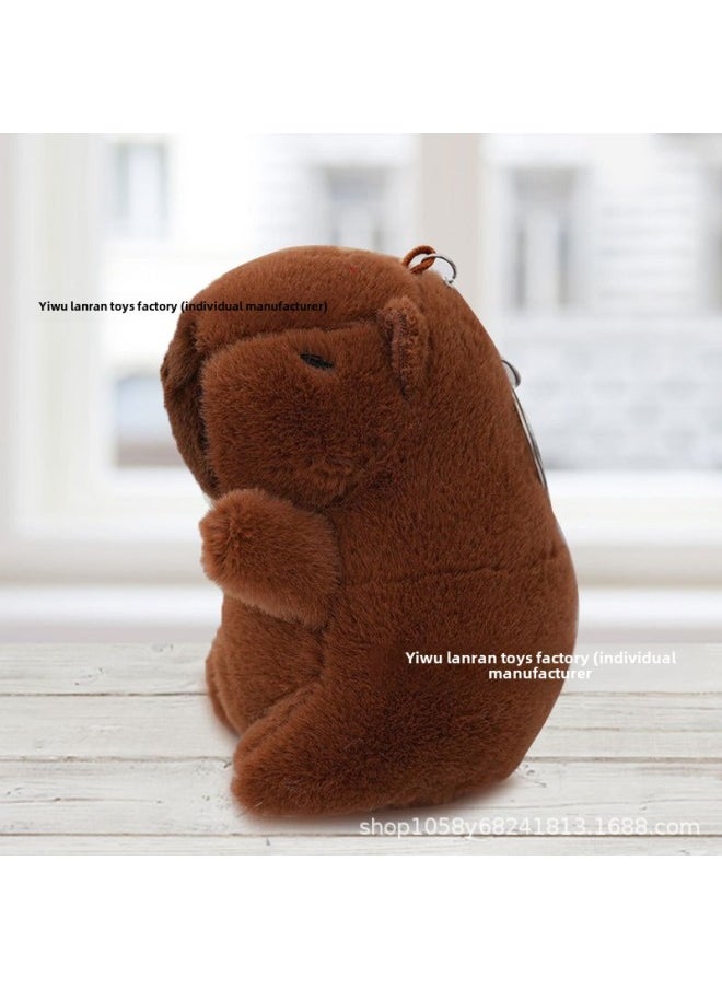 Generic - Capibala Doll Plush Doll Toy Pillow Capybara Keychain Cute Pendant Kirby Doll Machine-Specifications:12cm Pink Dolphin Holding Ball-Color:Bead Chain - Image 1