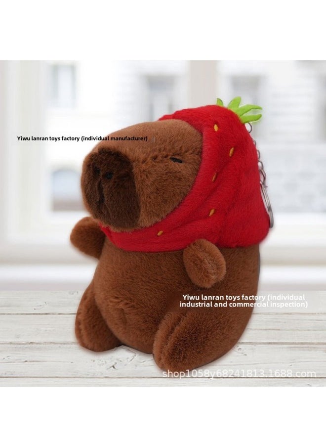 Generic - Capibala Doll Plush Doll Toy Pillow Capybara Keychain Cute Pendant Kirby Doll Machine-Specifications:12cm Pink Dolphin Holding Ball-Color:Bead Chain - Image 1