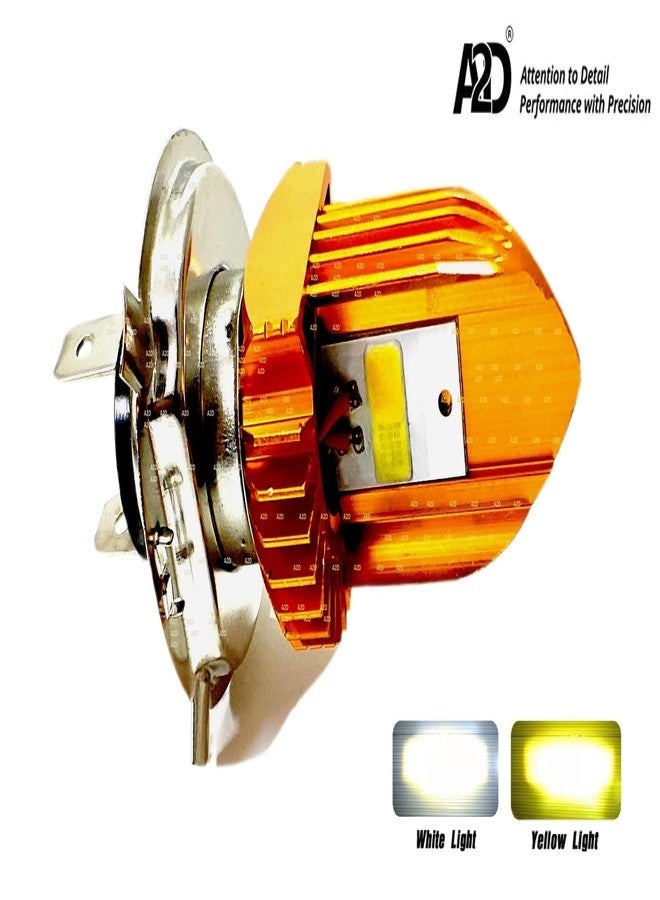 A2D® 47155 W-Y Dual Color 12V DC 30W Full Cobe H4 / HS1 with 6000K 3000K Ultra Bike LED Headlight Bulb Replacement KIT High-Low Beam White Yellow for Hero Karizma R - Image 3