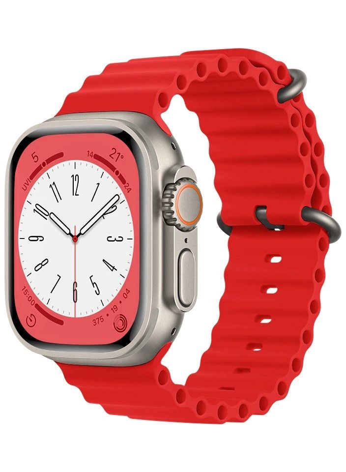 Silicone strap For Apple watch Series 4/5/6/7/8/Ultra Sizes 42/44/45/49mm(Red) - Image 1