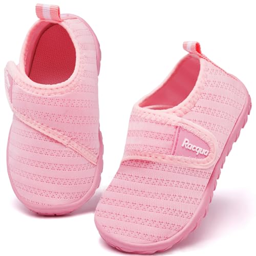 Racqua Baby Water Shoes Boys Girls Infant Resistant Quick Dry Lightweight Shoes Barefoot Non-Slip Swim Pool Beach Water Park Aqua Shoes Pink 12-18Months - Image 2