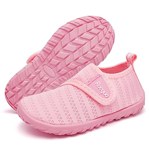 Racqua Baby Water Shoes Boys Girls Infant Resistant Quick Dry Lightweight Shoes Barefoot Non-Slip Swim Pool Beach Water Park Aqua Shoes Pink 12-18Months - Image 1