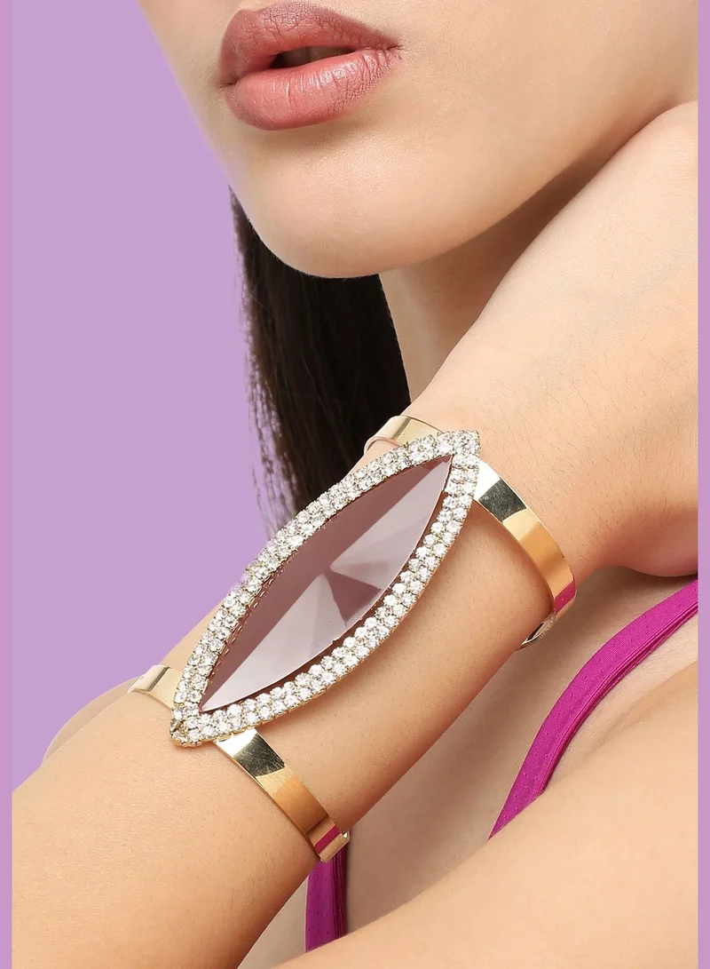 SOHI Gold Plated Designer Stone Party Bracelet For Women