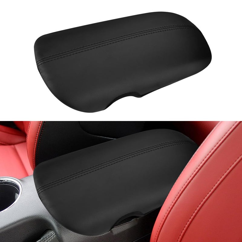 INTGET Car Center Console Cover for Ford Mustang Accessories 20152024 2025 2016 2017 2018 2019 2020 2021 2022 2023 Ecoboost Armrest Arm Rest Box Lid Middle Seat Cover Black Stitches 20152025