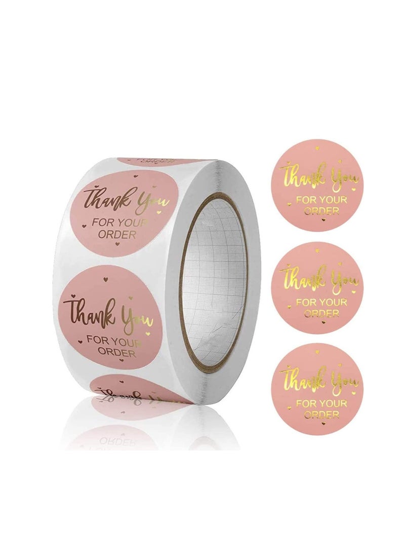 SYOSI Thank You Sticker Heart Shape, Designs Stickers, Roll 1 Inch Gold Foil Stickers Label for Business Packaging, for Packages, Gifts, Wedding, Birthdays, Giveaways, Small Business（300pcs/roll） - Image 1