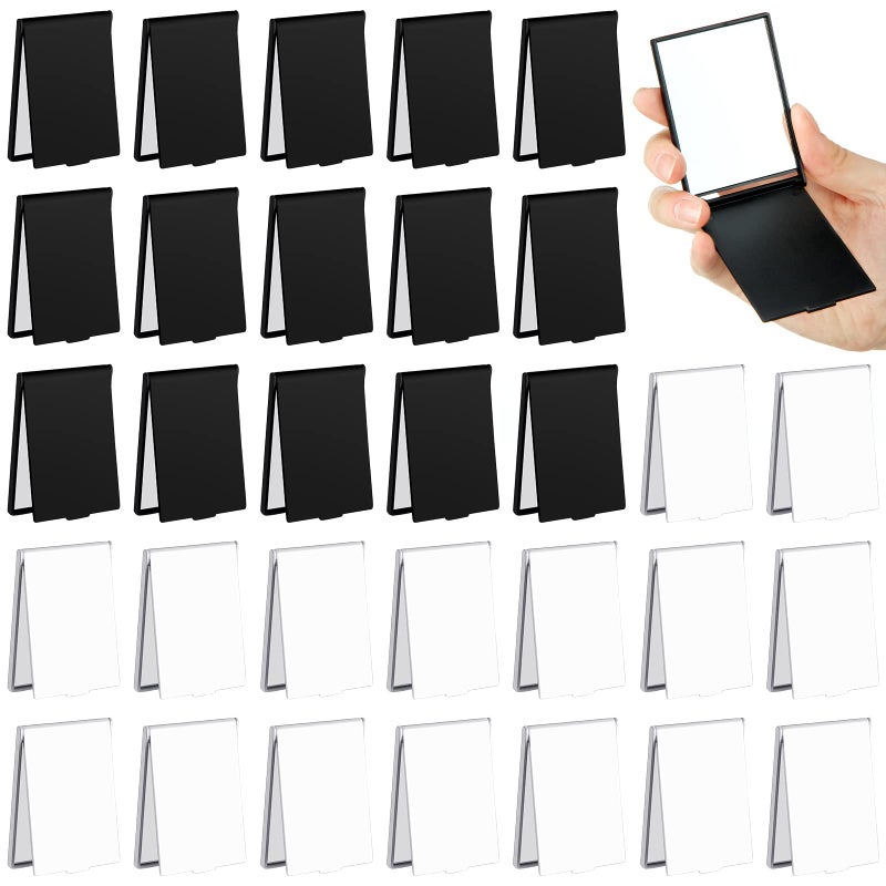 مرآة جيب كويكاي 32 قطعة قابلة للطي مدمجة صغيرة للسيدات لمستحضرات التجميل والسفر 2 × 3 × 0.2 بوصة باللونين الأسود والأبيض