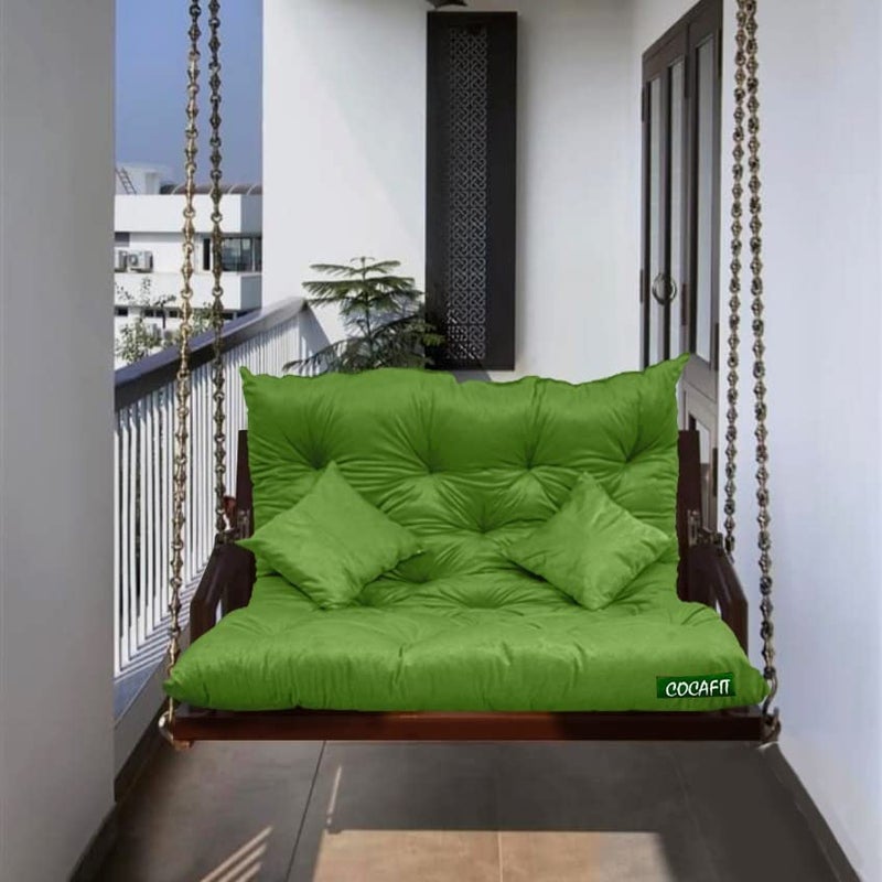 coca industries Coca Industries Microfiber 2 Seater Garden Balcony and Shoe Bench Conjugated Fibre Soft Low Back Cushion Green L 122 X W 98 X H 10 cm  - Image 4