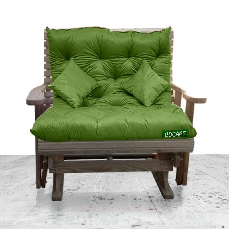 coca industries Coca Industries Microfiber 2 Seater Garden Balcony and Shoe Bench Conjugated Fibre Soft Low Back Cushion Green L 122 X W 98 X H 10 cm  - Image 2