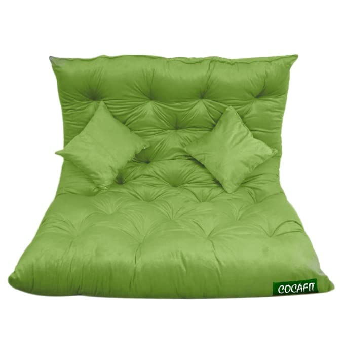 coca industries Coca Industries Microfiber 2 Seater Garden Balcony and Shoe Bench Conjugated Fibre Soft Low Back Cushion Green L 122 X W 98 X H 10 cm  - Image 3
