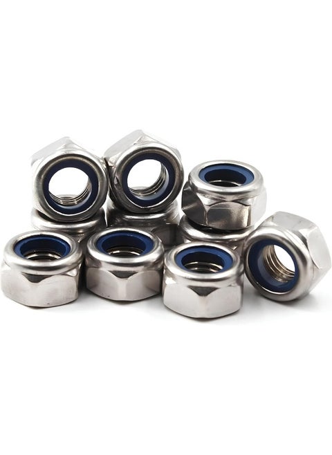 Stainless Steel Hex Nuts With Nylon Insert Self-Locking Lock Nuts For Secure Connections For Household And Mechanical Appliance 6Mm 10 Pcs
