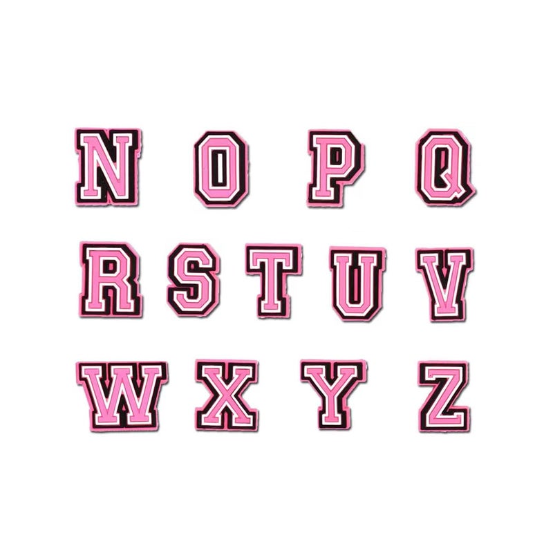 BOWNDY Pink and Women Letter Charms for Clog Sandals Shoe Decoration,Alphabet ABC-Z Letter,Cute Girly Charm Gift for Girls Kids Teens Women Adults - Image 3