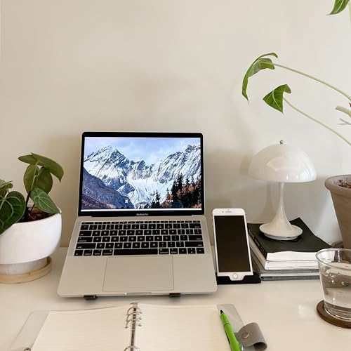 TARKAN 2 in 1 Portable & Foldable Aluminium Laptop Stand + Mobile Stand with Adjustable Height & Angle for Upto 15 Inch Laptops, MacBook, Phones (Black) - Image 5