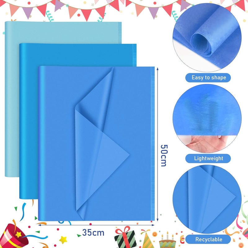 PLULON 60 Sheets Light Blue Tissue Paper Bulks, Gift Wrap Tissue Paper Sheets for Packaging Birthday Gift Wrapping Birthday Wedding Holiday - Image 2