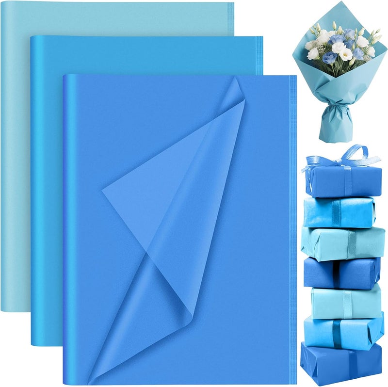 PLULON 60 Sheets Light Blue Tissue Paper Bulks, Gift Wrap Tissue Paper Sheets for Packaging Birthday Gift Wrapping Birthday Wedding Holiday - Image 1