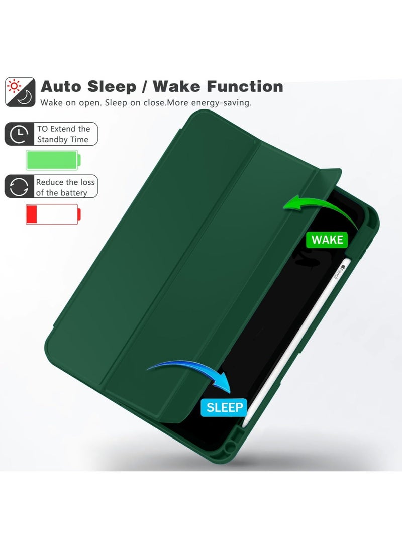 Wtech Apple iPad Pro 13 5G 2025 (7th Gen) 13 inch Smart Flip Auto Awake/Auto Sleep Leather Texture with Pen Holder Case Cover - Dark Green - Image 3
