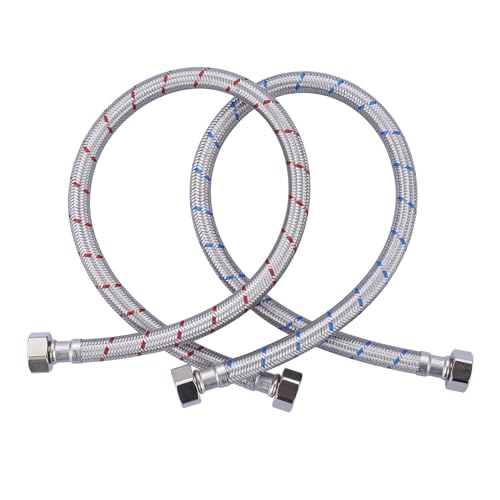 ARCORA 30 Inch Length Faucet Hose 1/2” to 1/2”, Braided Stainless Steel cUPC Supply Lines 1/2 Inch FIP x 1/2 Inch FIP Sink Hose Attachment for Faucet 1 Pair - Image 1