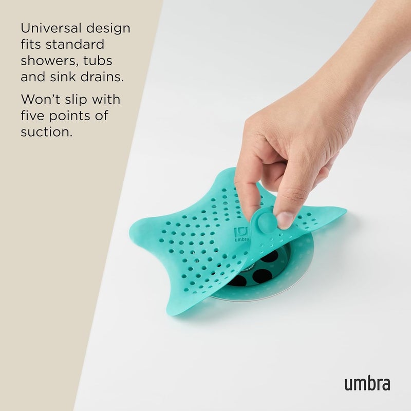 UMBRA Lightweight Starfish Hair Catcher, Fun Drain Cover Fits Most Standard Tub and Shower Drains, 6" Diameter, Surf Blue Market multi-use trusted quality - Image 5