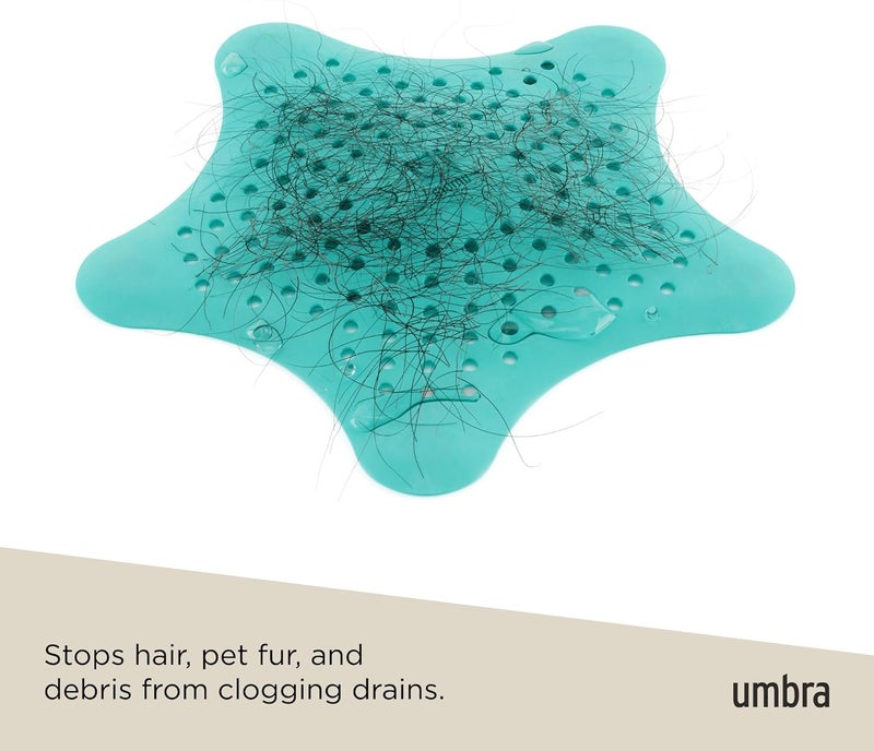 UMBRA Lightweight Starfish Hair Catcher, Fun Drain Cover Fits Most Standard Tub and Shower Drains, 6" Diameter, Surf Blue Market multi-use trusted quality - Image 4