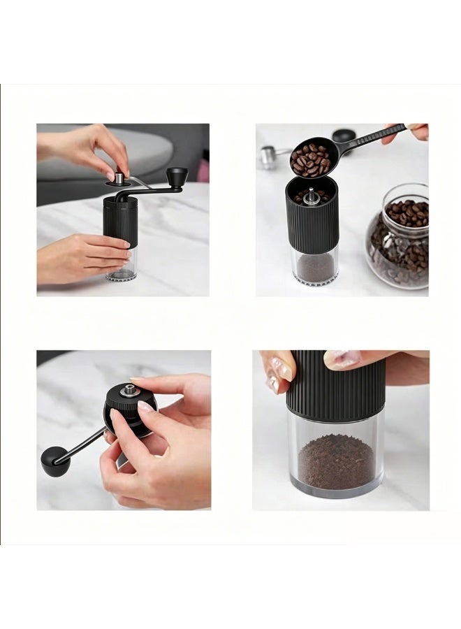 White Manual Coffee Grinder with Ceramic Burr, Adjustable Grind Settings, Portable Hand Coffee Bean Grinder with Transparent Powder Hopper for Home, Office, Travel - Image 3