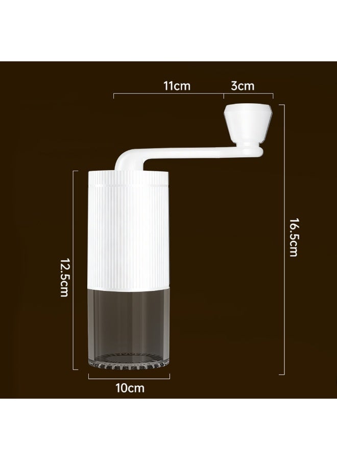 White Manual Coffee Grinder with Ceramic Burr, Adjustable Grind Settings, Portable Hand Coffee Bean Grinder with Transparent Powder Hopper for Home, Office, Travel - Image 2