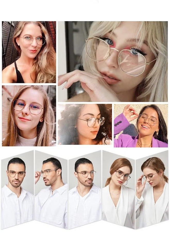 Generic Metal Blue Light Glasses for men women Square Clear Lens eyeglasses Anti blue light blocking eye glasses for Reading Gaming Computer Phone Silver  - Image 2