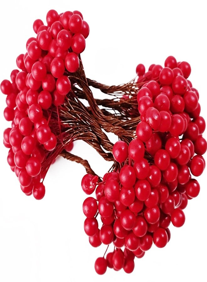 ROYHOO 500PCS 10mm Artificial Holly Berries Christmas Fake Berries on 250 Pieces Wire Stems for Christmas Tree Decorations Craft Flower Wreath DIY Supplies - Image 1