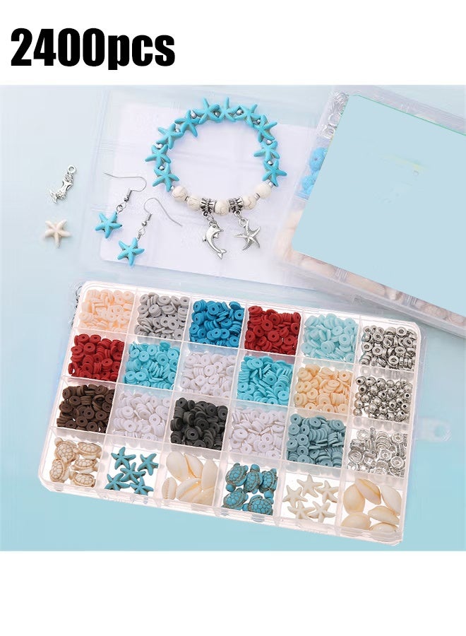 KANGLI 2400 pcs Ocean Style Vacation Turquoise, Synthetic Turquoise Beads, Turtle Beads Charms Starfish Gemstone Stone for Jewelry Making DIY Bracelet Necklace - Image 1