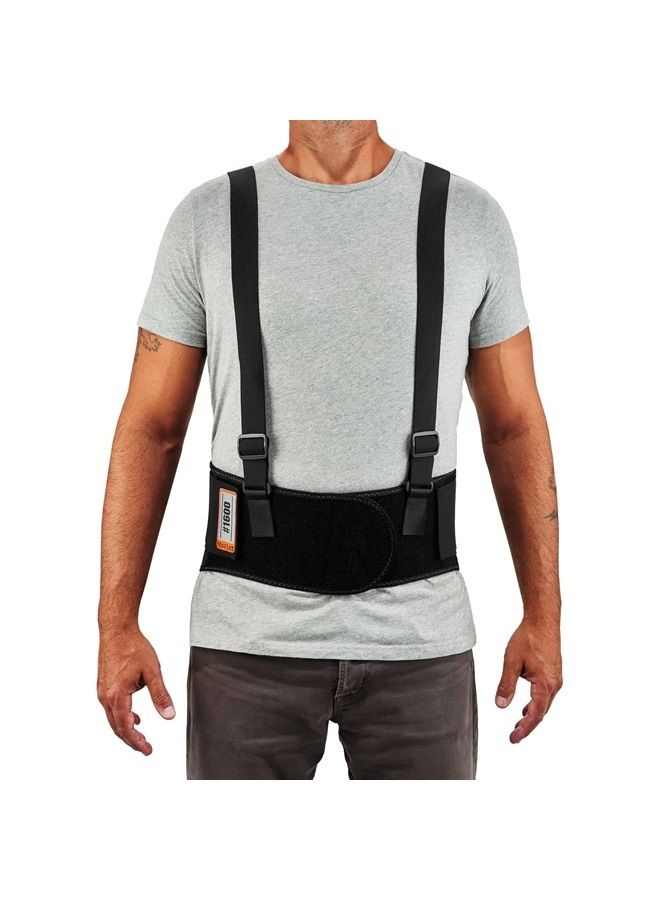 Ergodyne ProFlex 1600 Back Support Brace, 9" Extended Support, High Cut Front For Mobility, XL,Black