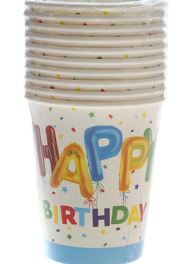 10pc Disposable Cups Printed Happy Birthday and Confetti for All Sorts of Birthday Occasions (270 ml Each Cup) 