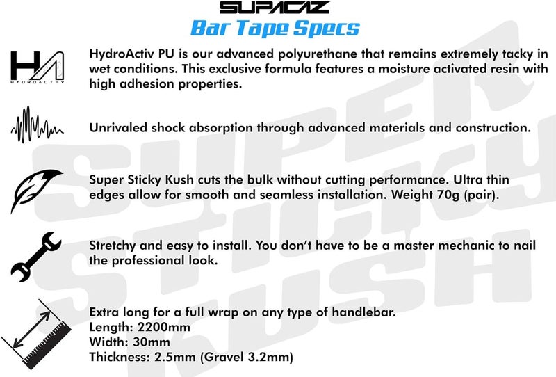 SUPACAZ Skull and Ano Super Sticky Kush Handlebar Tape with Black Plugs - Image 3