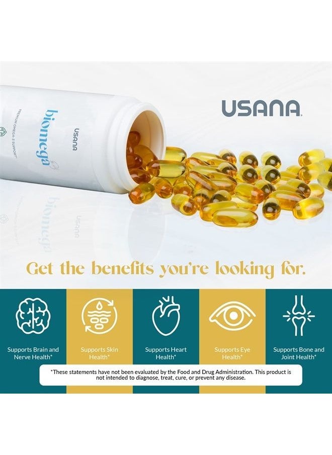 USANA - مكمل زيت السمك باي أوميغا مع أحماض أوميغا 3 الدهنية لدعم صحة القلب والدماغ والعين والجلد والمفاصل* - 56 كبسولة - عرض 28 يوم - Image 1