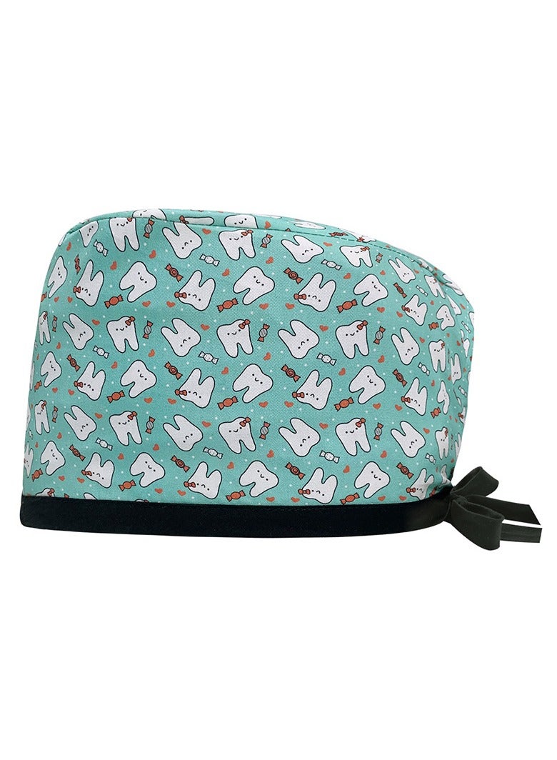 KUYING Cotton Printed Surgical Cap Strap Adjustable Medical Work Cap