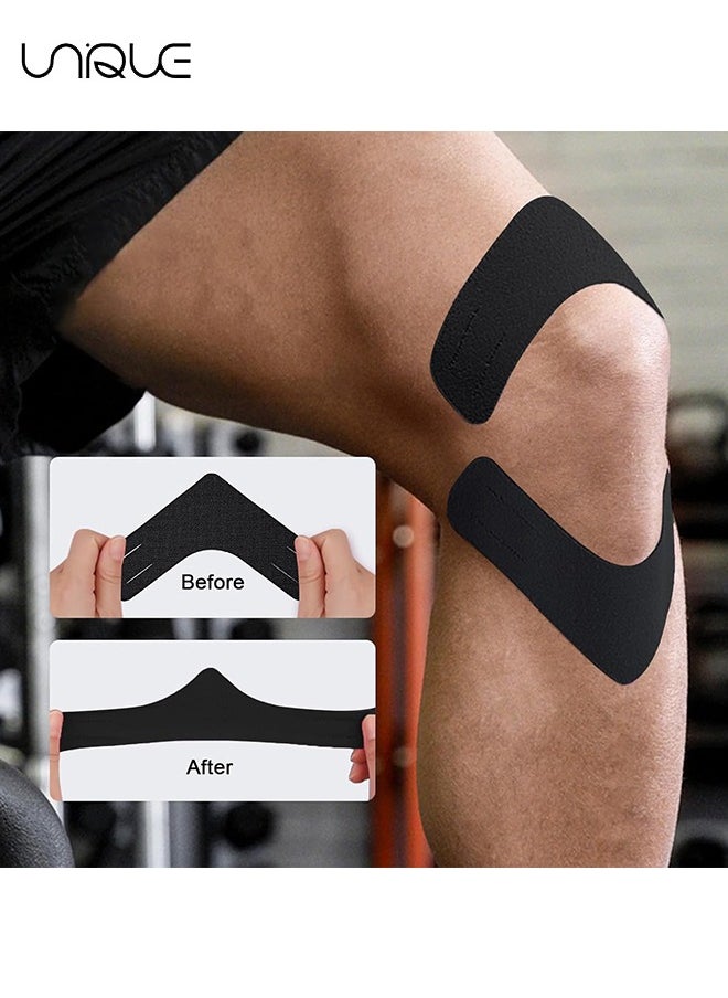 Unique 10 PCS Kinesiology Tape, Muscle Support Adhesive Elastic Athletic Sports Tape Therapy Recovery V Type for Knees, Shoulder, Joint Pain Relief（Black）  - Image 4