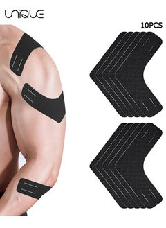 Unique 10 PCS Kinesiology Tape, Muscle Support Adhesive Elastic Athletic Sports Tape Therapy Recovery V Type for Knees, Shoulder, Joint Pain Relief（Black）  - Image 1