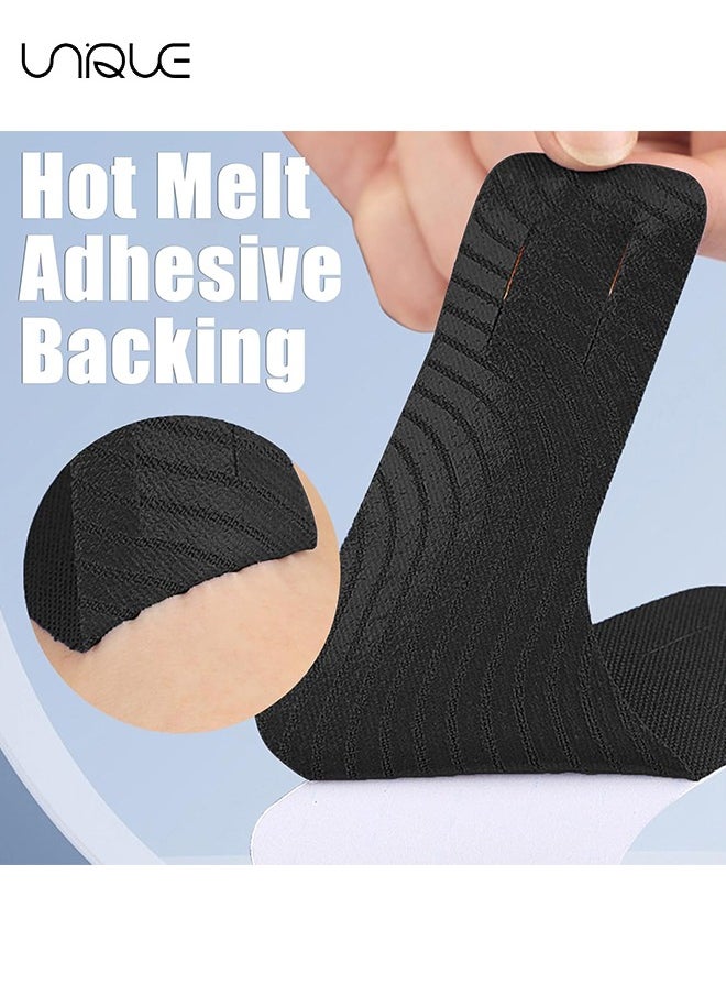 Unique 10 PCS Kinesiology Tape, Muscle Support Adhesive Elastic Athletic Sports Tape Therapy Recovery V Type for Knees, Shoulder, Joint Pain Relief（Black）  - Image 3
