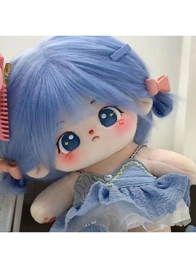 Buobao 20cm Cotton Doll Fried Hair Naked Doll Plush Toy Figure Doll Dress-up Doll Gift For Girls-Specifications:The Wrong Treasure 20cm Has A Skeleton-Color:Buobao + Hairstyle + Blue Elf Set (No Bag To Send Comb Rubber Tendon Conditioner)  - Image 5