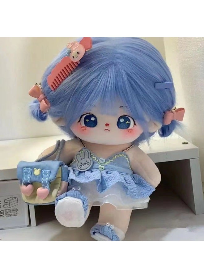 Buobao 20cm Cotton Doll Fried Hair Naked Doll Plush Toy Figure Doll Dress-up Doll Gift For Girls-Specifications:The Wrong Treasure 20cm Has A Skeleton-Color:Buobao + Hairstyle + Blue Elf Set (No Bag To Send Comb Rubber Tendon Conditioner)  - Image 2