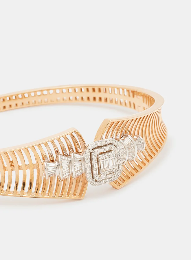 Annaka 18Kt Rose Gold Bangles Studded with Natural Diamonds
