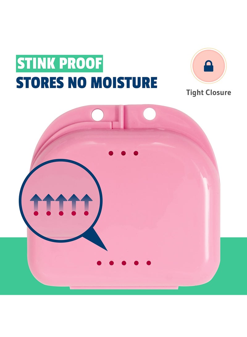 GNAFOTU 2 Pcs Orthodontic Retainer Case,Dental Mouthguard Container with Vent Holes,Braces Box for Household,Travel,Office,Pink - Image 5