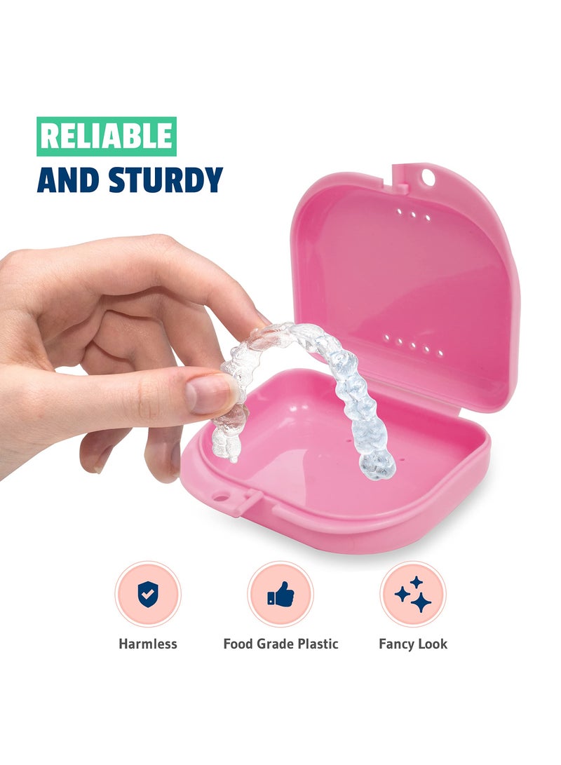 GNAFOTU 2 Pcs Orthodontic Retainer Case,Dental Mouthguard Container with Vent Holes,Braces Box for Household,Travel,Office,Pink - Image 4