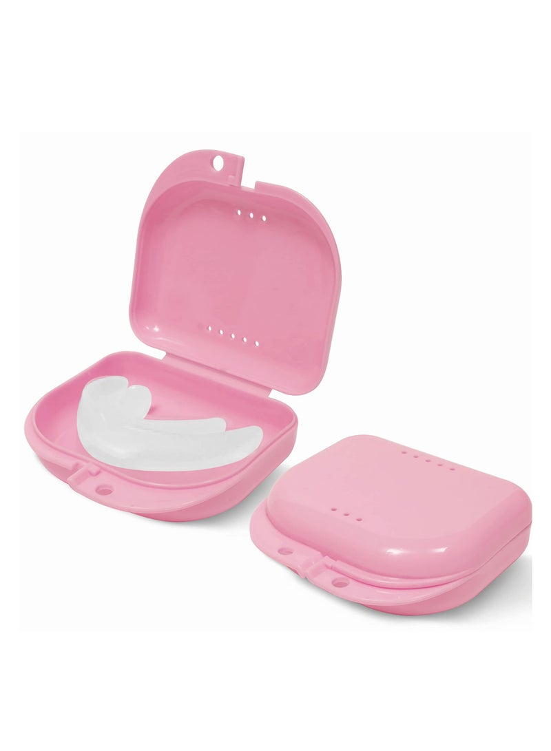 GNAFOTU 2 Pcs Orthodontic Retainer Case,Dental Mouthguard Container with Vent Holes,Braces Box for Household,Travel,Office,Pink - Image 1