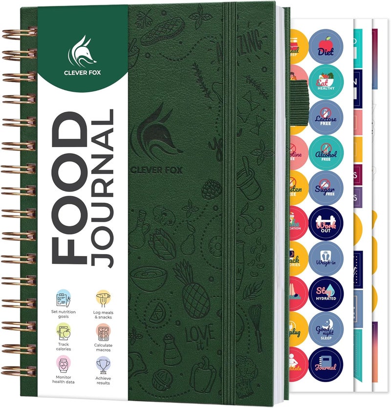 Clever Fox Food Journal Spiral - Daily Food Diary, Meal Prep Planner to Track Calories & Nutrients, Weight Loss Tracker Notebook (Forest Green) - Image 1
