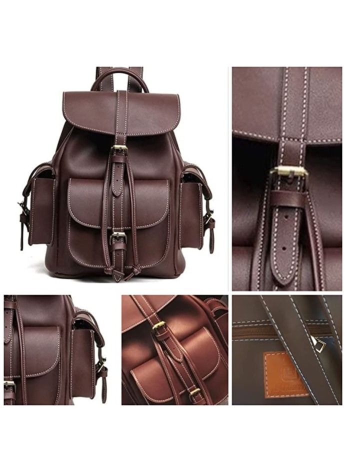 B.S COLLECTION Multipockets Super Capacity Comfortable PU Leather Backpack for Girls  - Image 3