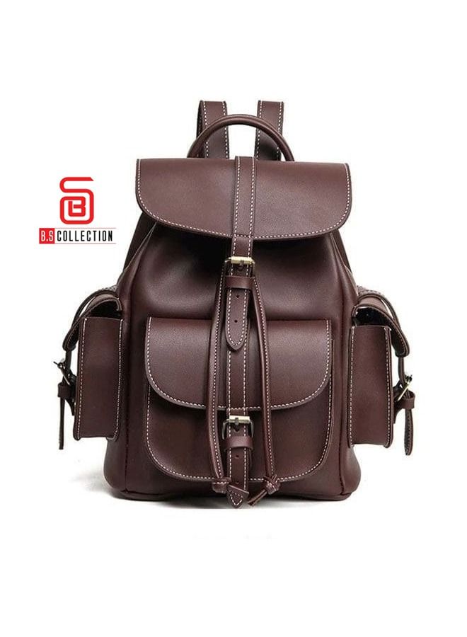 B.S COLLECTION Multipockets Super Capacity Comfortable PU Leather Backpack for Girls  - Image 2