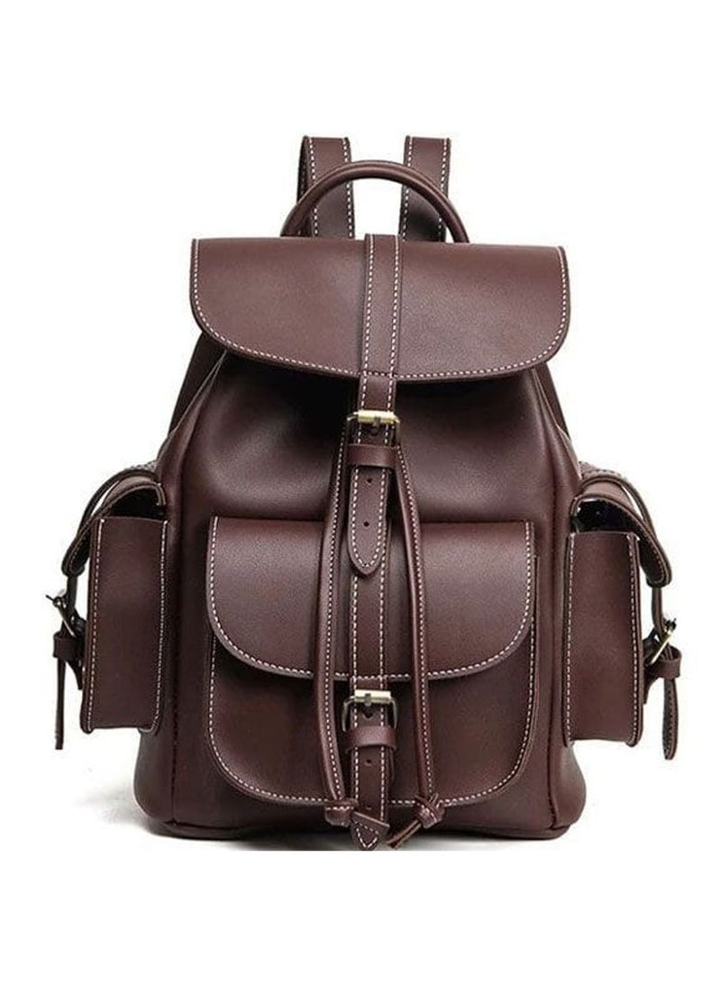 B.S COLLECTION Multipockets Super Capacity Comfortable PU Leather Backpack for Girls  - Image 1