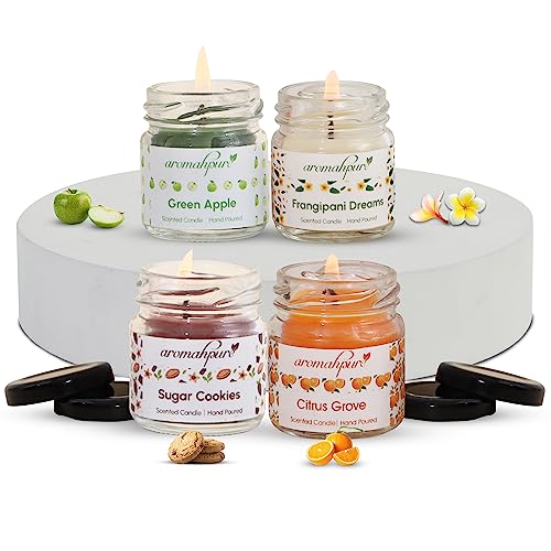Aromahpure Scented Candles (35 Hours) (100% Natural Wax)- Handcrafted | Smoke Free | Citrus Grove, Earth Scents, Reminiscent, Sugar Cookies Fragrance Candles for Home & Gift Sets - Image 1