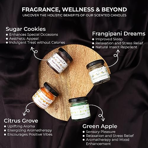 Aromahpure Scented Candles (35 Hours) (100% Natural Wax)- Handcrafted | Smoke Free | Citrus Grove, Earth Scents, Reminiscent, Sugar Cookies Fragrance Candles for Home & Gift Sets - Image 4