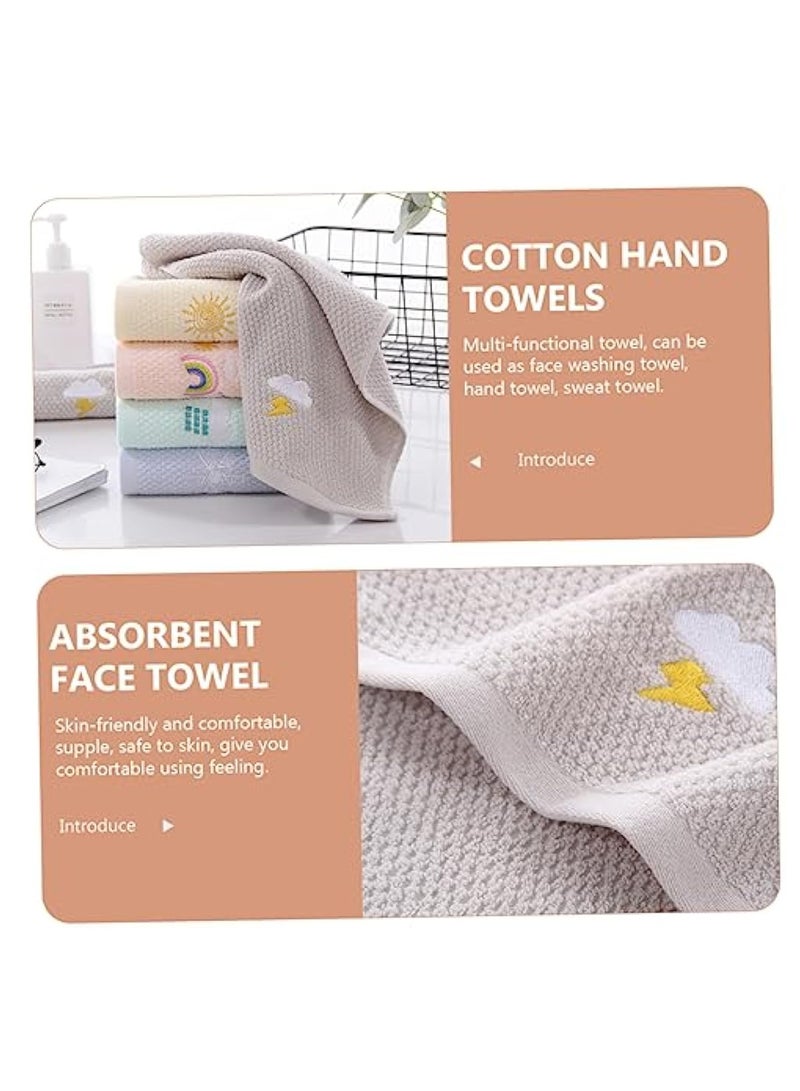 KASTWAVE 5 قطع من مناشف الوجه للأطفال، مناشف وجه ناعمة للأطفال من القطن، مجموعة مناديل وجه لغسل الوجه، مناشف شطف ملونة للأطفال، منشفة قطنية فائقة الامتصاص تجف بسرعة، مناشف يد لتنظيف وجه الطفل - Image 3