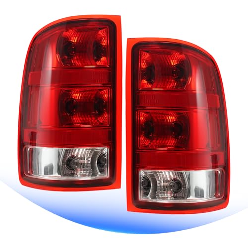STRECOS Pair Tail Lights Compatible with 2007-2013 GMC Sierra 1500 2500HD 3500HD Halogen Taillights with Bulbs and Harness Rear Brake Signal Assemblies Replace OEM # ‎25958484 25958485 - Image 1