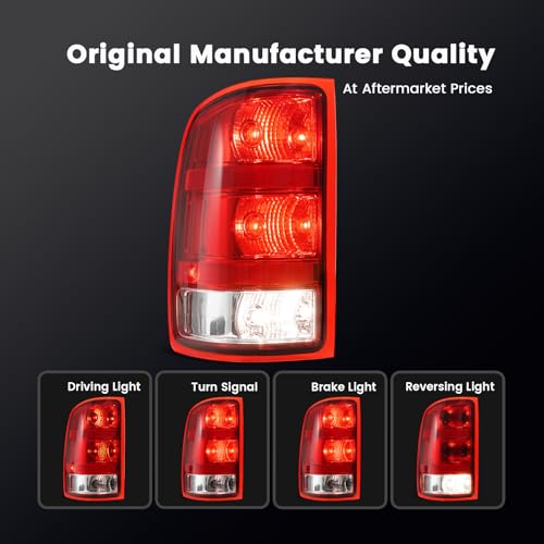 STRECOS Pair Tail Lights Compatible with 2007-2013 GMC Sierra 1500 2500HD 3500HD Halogen Taillights with Bulbs and Harness Rear Brake Signal Assemblies Replace OEM # ‎25958484 25958485 - Image 4